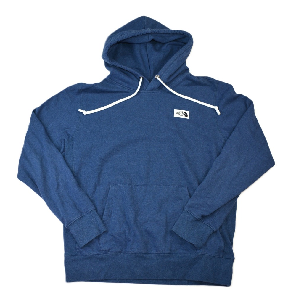 The North Face Mens Blue Heathered Pullover Hoodie Logo Patch Size M